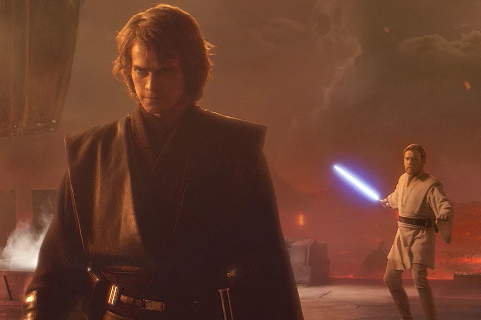 Lucasfilm Hayden Christensen as Anakin Skywalker and Ewan McGregor as Obi-Wan Kenobi in
