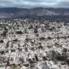An aerial view showing the burned houses in Altadena, California after January's Eaton Fire. 