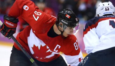 Sidney Crosby playing for Canada at 2014 Olympics