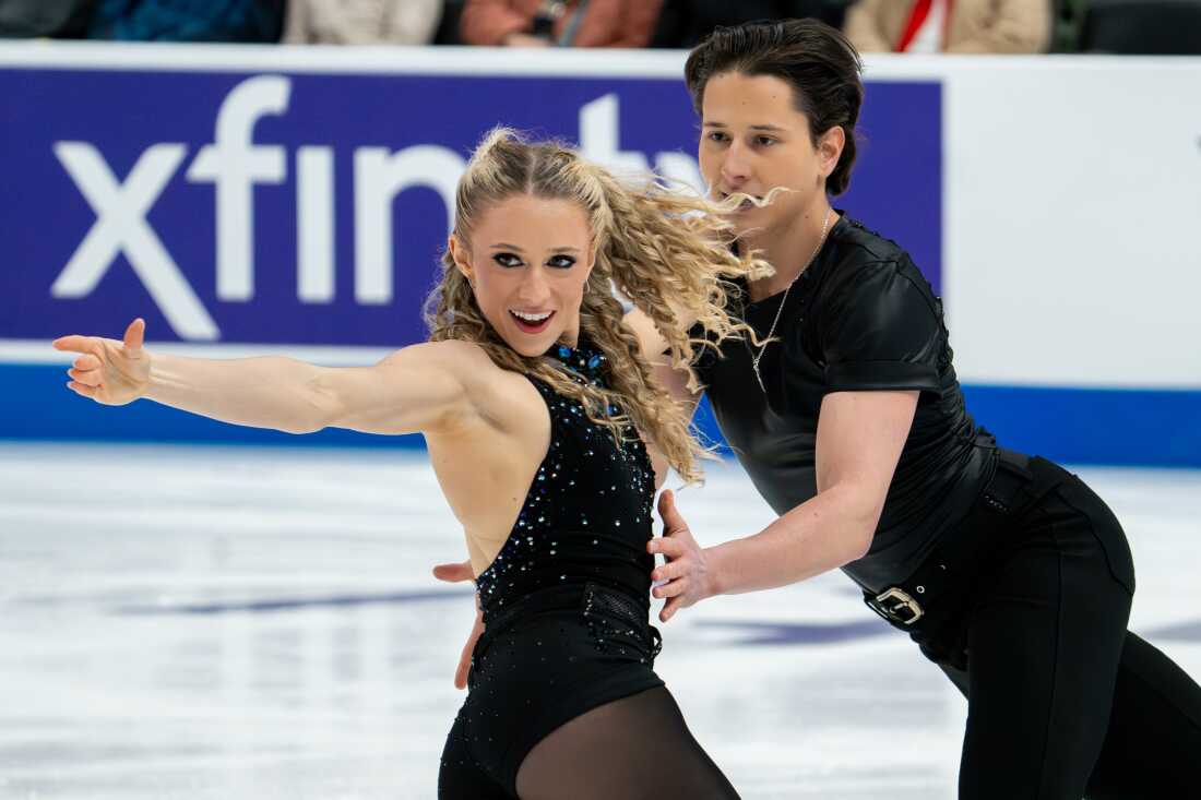 Ice dancers Emilea Zingas and Vadym Kolesnik, pictured at nationals in St. Louis.