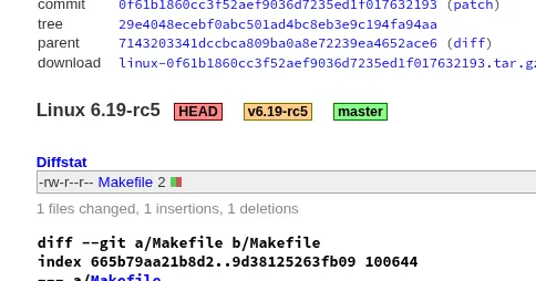 Linux 6.19-rc5 Git tag