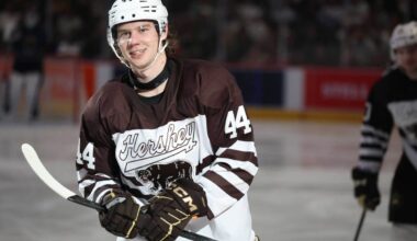 Bogdan Trineyev and Ivan Miroshnichenko combine for incredible goal in Hershey’s 3-2 win over Cleveland