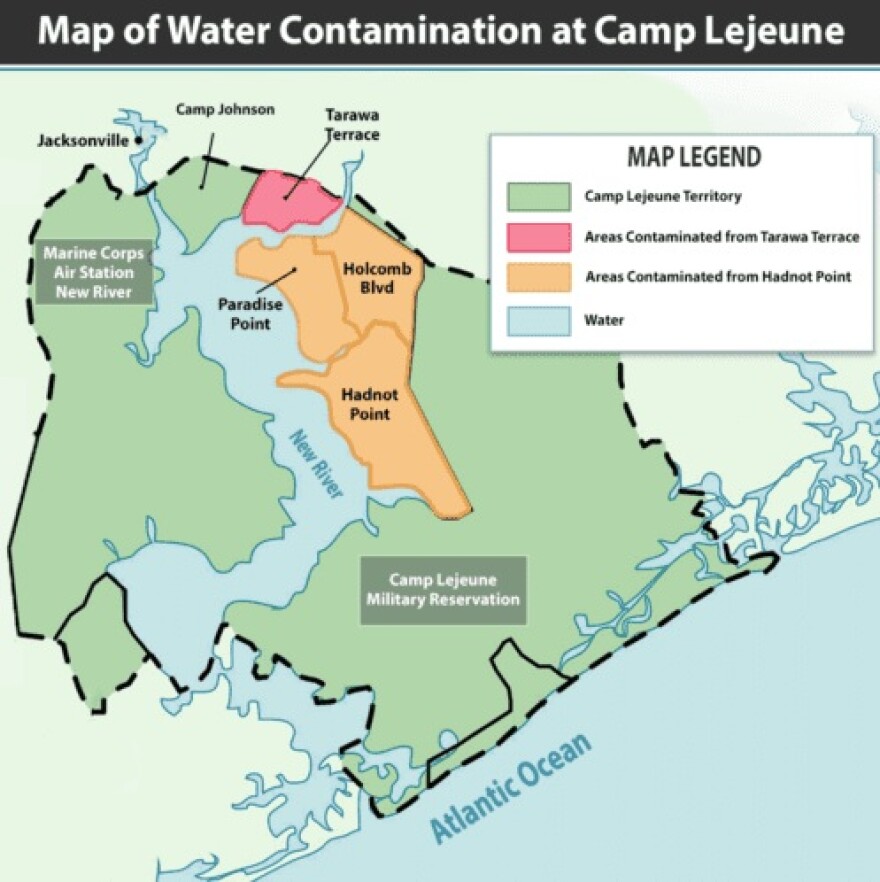 The drinking water at Camp Lejeune was found to be contaminated by industrial solvents and other chemicals from the 1950s through the 80s, and the CDC found more than a million people may have been exposed.