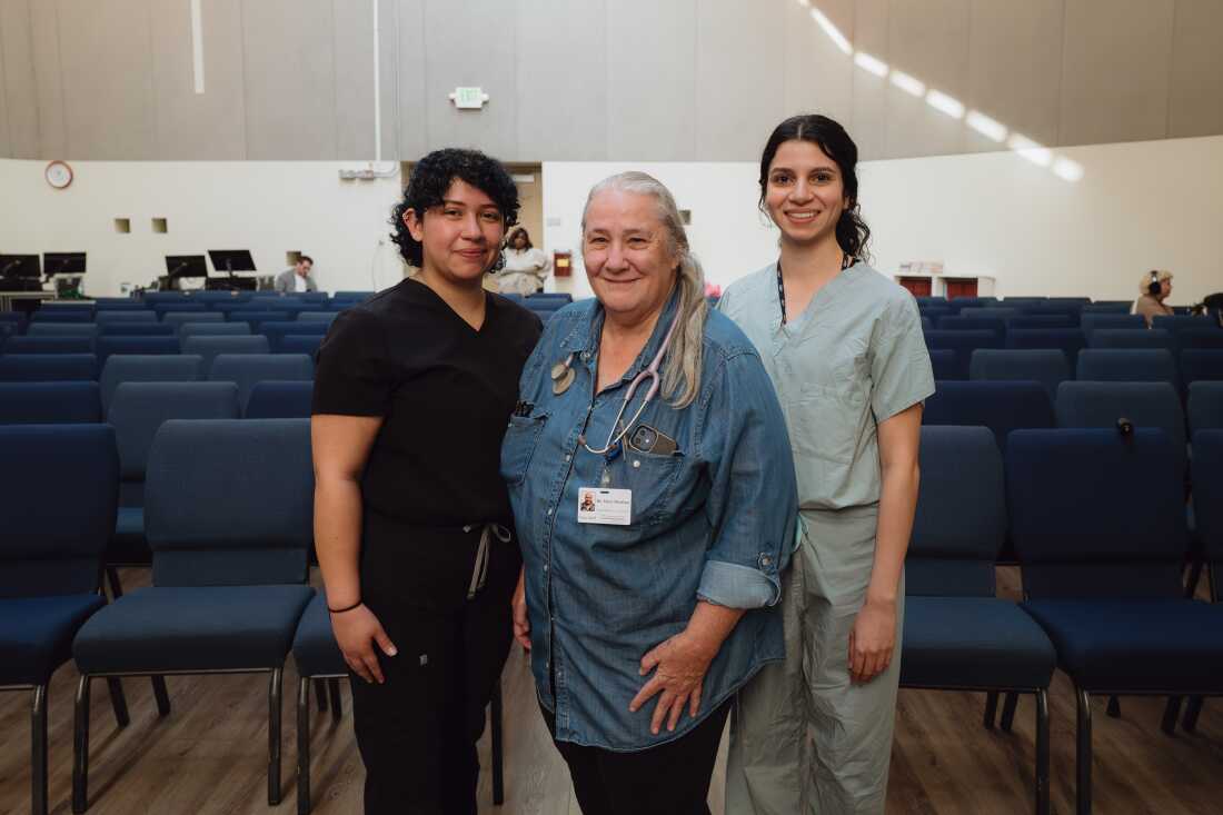 Dr. Mary Marfisee and UCLA medical students Rashna Soonavala (right) and Jessica Menjivar Cruz (left). December 15, 2025.
