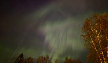 Aurora lights up Alaska skies with stunning green and red display