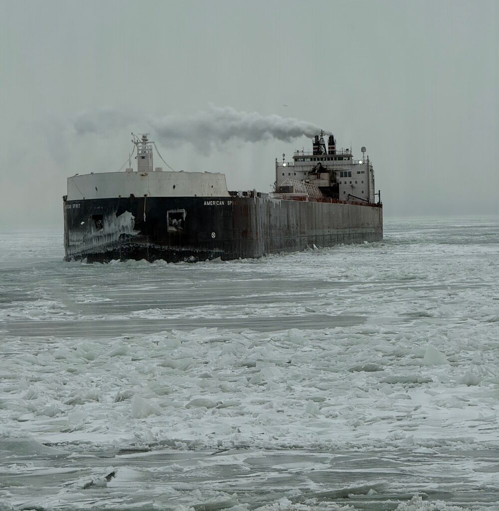 Coast Guard Cutter Neah Bay (WTGB 105) assists icebound vessel on Lake Erie