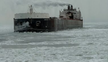 Coast Guard Cutter Neah Bay (WTGB 105) assists icebound vessel on Lake Erie