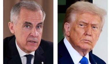 President Donald Trump threatens Canada with 100% tariff over its China trade deal, escalates feud with Prime Minister Mark Carney