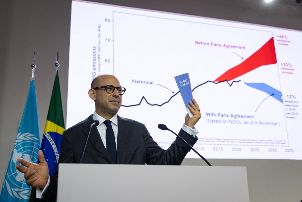 UN Climate Change Executive Secretary Simon Stiell speaks during the Opening of the 30th Conference of the Parties to the United Nations Framework Convention on Climate Change (COP30) in the Brazilian Amazon.