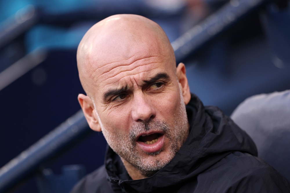 Pep Guardiola, Manager of Manchester City, reacts prior to the Premier League match between Manchester City and Wolverhampton Wanderers at Etihad Stadium on January 24, 2026 in Manchester, England. (Photo by Carl Recine/Getty Images)