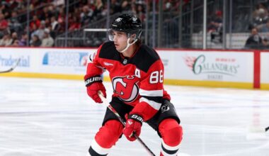Devils center Jack Hughes exits game early with injury