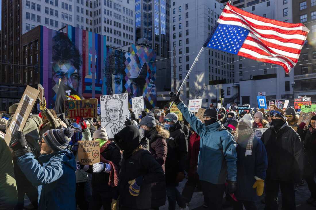 Thousands marched through downtown Minneapolis on Friday for a second consecutive week, calling for an end to Operation Metro Surge, which has led to a significant increase in the presence of Immigration and Customs Enforcement and U.S. Border Patrol agents in Minnesota.