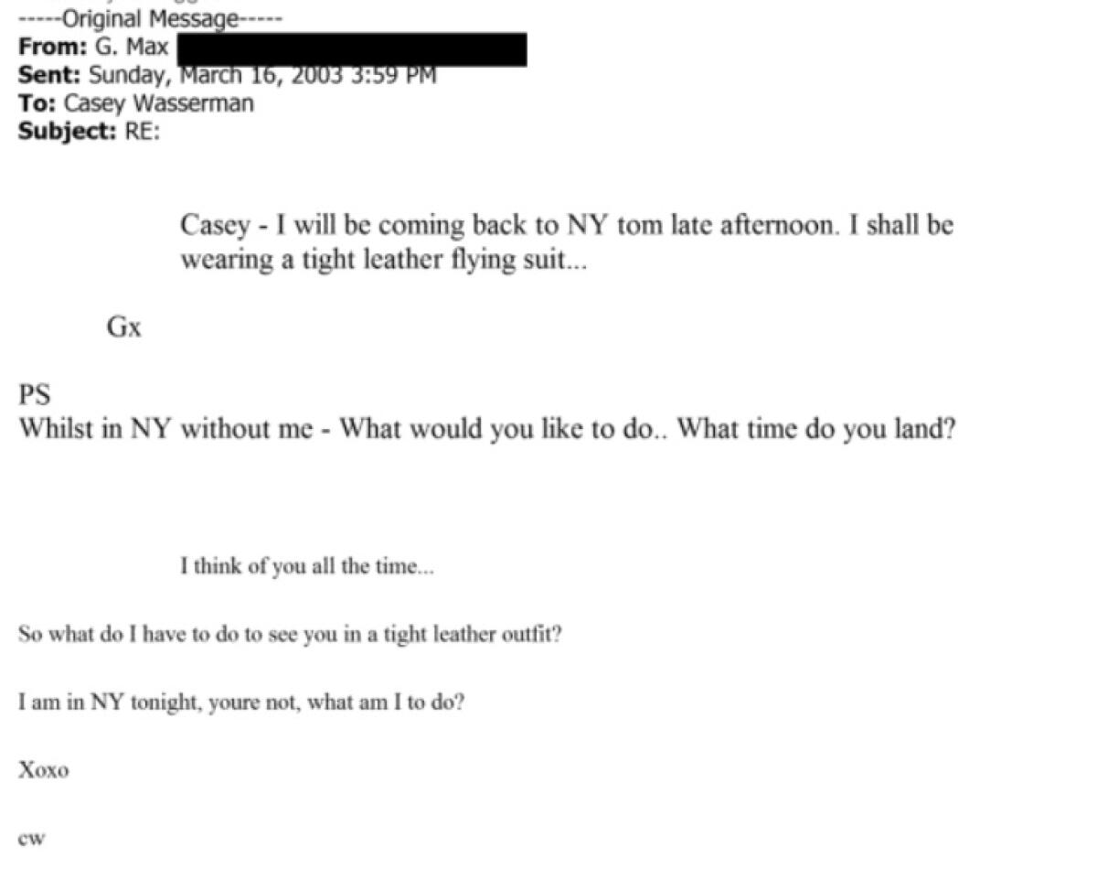 Newly released Epstein files show emails exchanged between Casey Wasserman and Ghislaine Maxwell