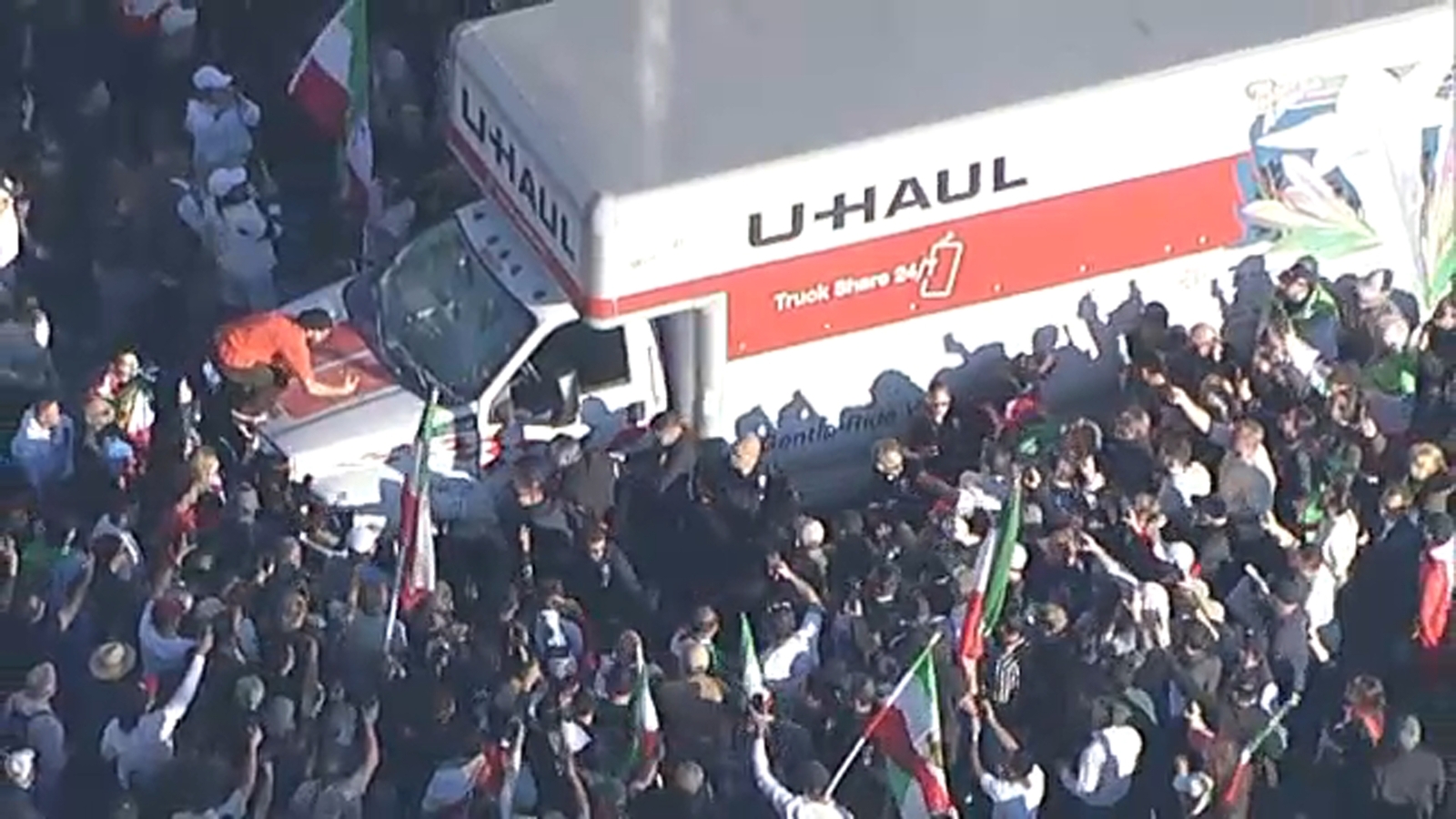 U-Haul drives into crowd during anti-Iranian regime rally in Westwood, LAPD says