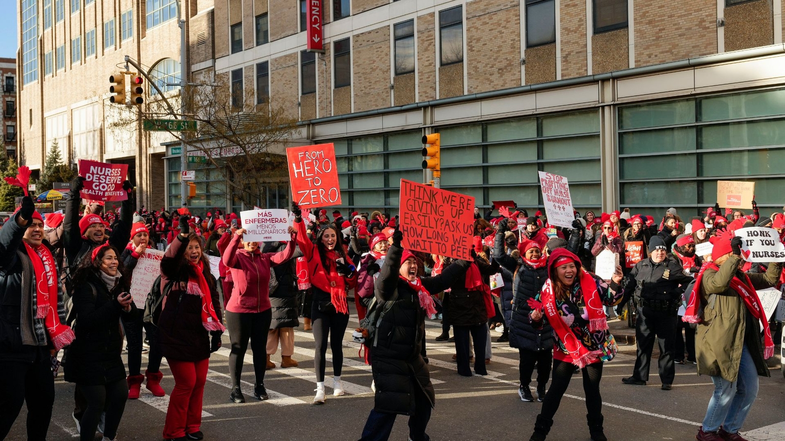 NYC nurse strike: thousands of union hospital workers hit the picket line in New York City