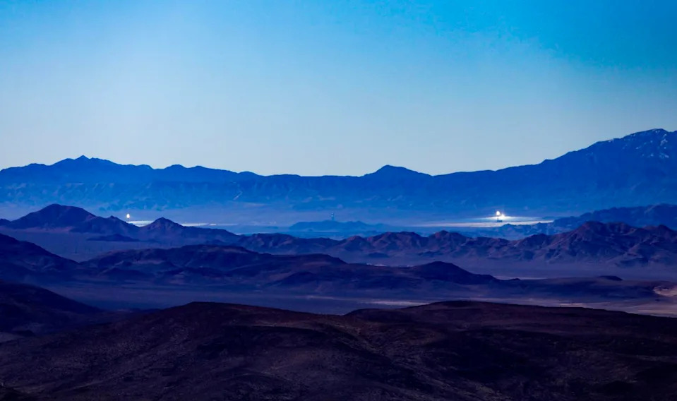 The Ivanpah Solar Electric Generating System concentrated solar thermal plant in the Mojave Desert in 2023.