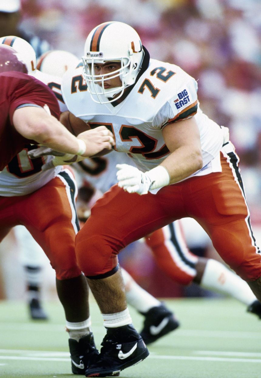 Mario Cristobal plays against Arkansas in 1991.