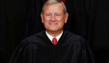 U.S. Supreme Court justices pose for their group portrait at the Supreme Court in Washington
