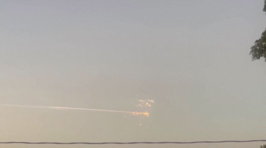 Debris from a SpaceX rocket launched in Texas is spotted over Port-Au-Prince, Haiti, on January 16, 2025.