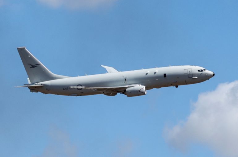 A P-8A Poseidon performs in the air during the Australian International Airshow in Avalon, Australia March 25, 2025. REUTERS/Hollie Adams