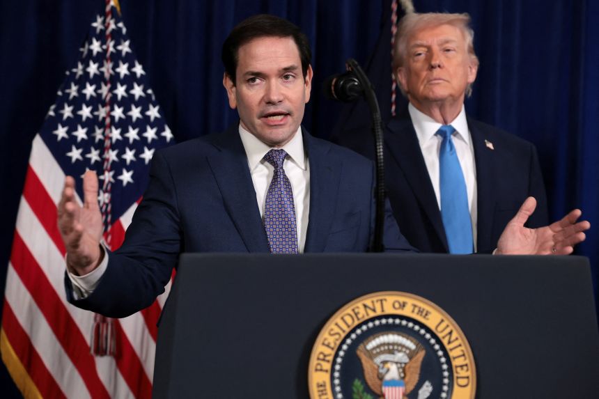 Secretary of State Marco Rubio speaks to reporters about a US strike on Venezuela from Mar-a-Lago in Palm Beach, Florida, on January 3, 2026.