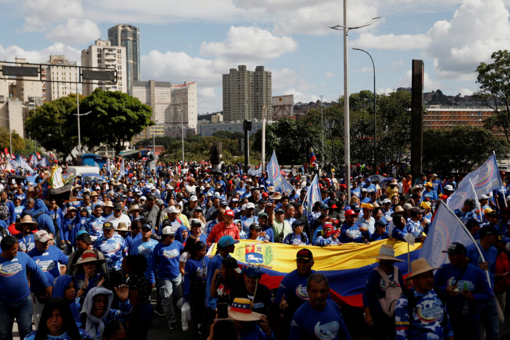 March demanding the release of Nicolas Maduro and his wife Cilia Flores, in Caracas
