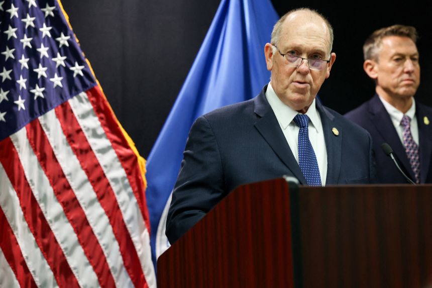 White House border czar Tom Homan at a news conference in Minneapolis, Minnesota, on Thursday.