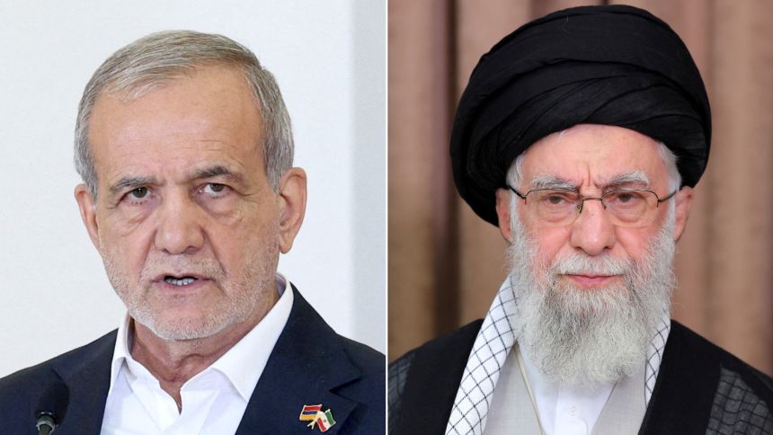 The powers of Iran's president (currently Masoud Pezeshkian, pictured on left) are limited. Supreme Leader Ali Khamenei is the ultimate authority on all major matters.
