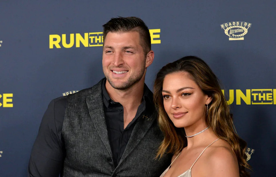 HOLLYWOOD, CALIFORNIA - FEBRUARY 11: Tim Tebow and Demi-Leigh Nel-Peters attend the premiere of Roadside Attractions' "Run The Race" at the Egyptian Theatre on February 11, 2019 in Hollywood, California. (Photo by Michael Tullberg/Getty Images)Michael Tullberg&sol;Getty Images