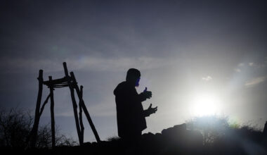 Protect Kahoʻolawe ʻOhana (PKO) Kaliko Baker talks about the Lele at Hale o Lono Tuesday, Jan. 6, 2026, in Hakioawa. PKO celebrates the 50th year of sovereign land. (Kevin Fujii/Civil Beat/2026)