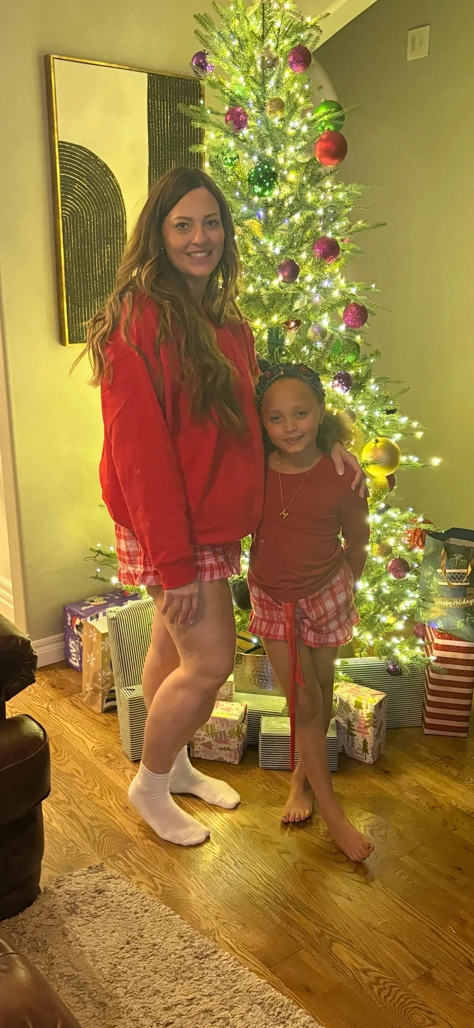 Lacy Cornelius Boyd and her daughter in matching pajamas on Christmas Eve.  / Credit: Lacy Cornelius Boyd