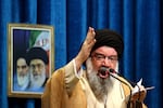 FILE - Iranian senior cleric Ahmad Khatami delivers his sermon during Friday prayer ceremony in Tehran, Iran, Friday, Jan. 5, 2018.