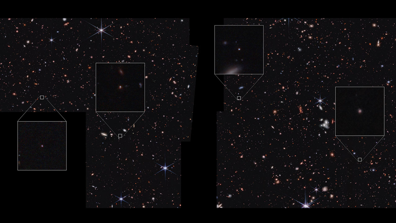 four newly found galaxies as seen from a telescope