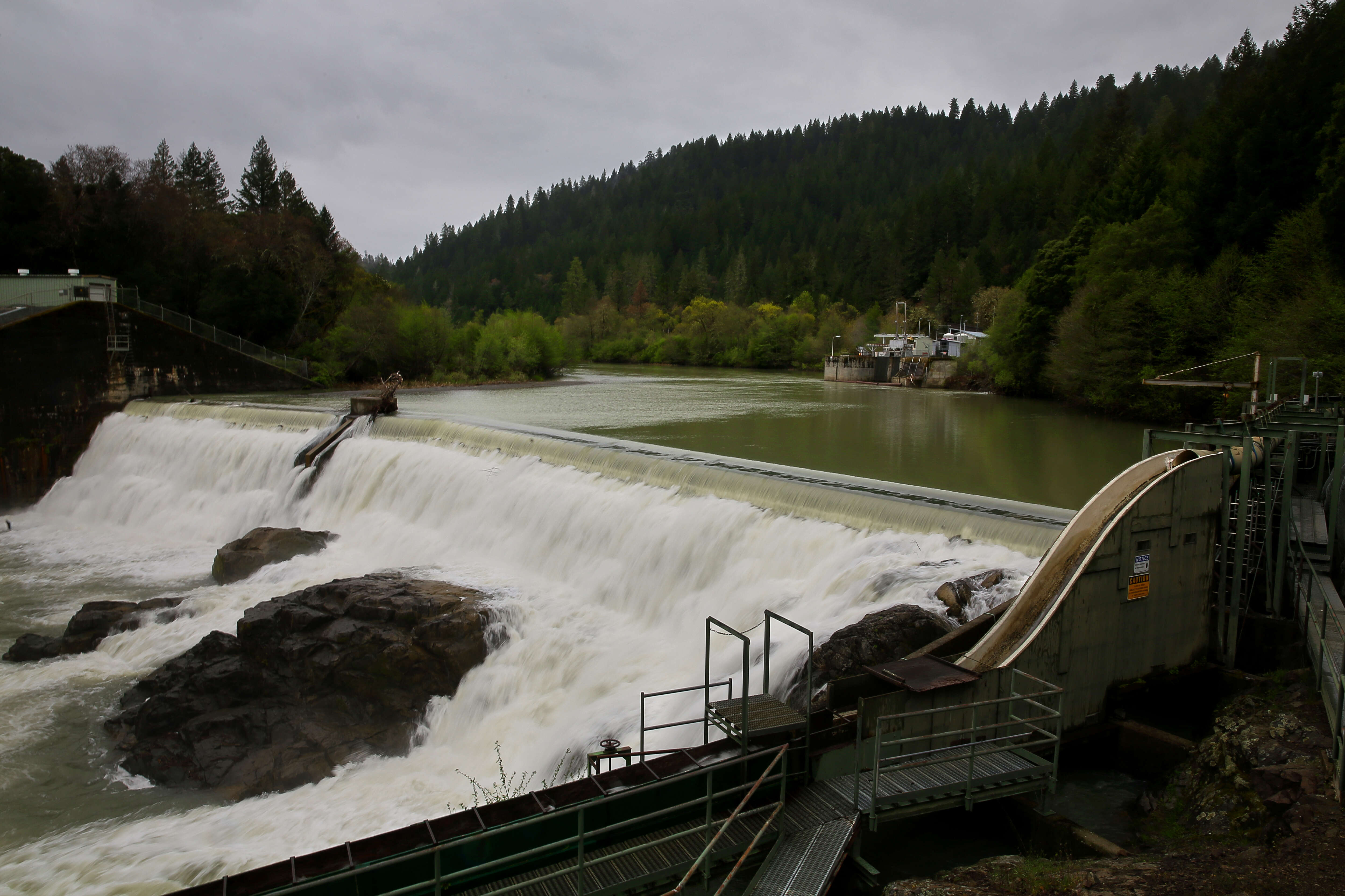 Water from the Eel River flows over Cape Horn Dam...