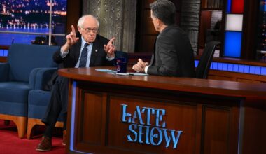 Senator  Bernie Sanders appeared on "The Late Show with Stephen Colbert" Tuesday night.