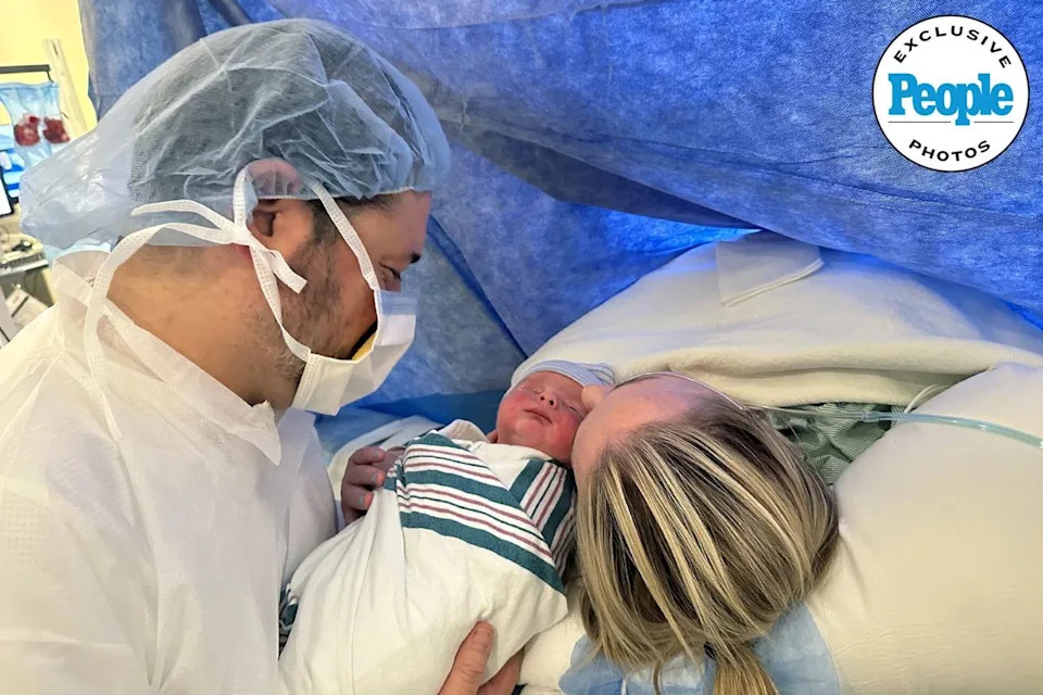 Courtesy of the McCain Family Ben Domenech (left) and Meghan McCain (right) with newborn son Ransom McCain Domenech (center).