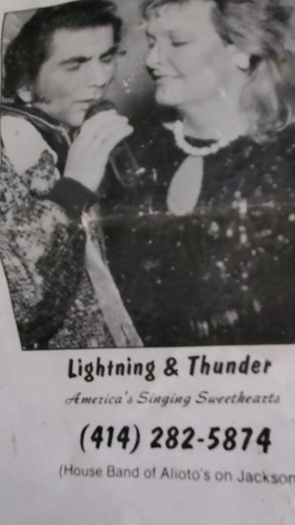An ad from the real-life Mike and Claire Sardina’s time performing as Lightning & Thunder. claire.sardina/Facebook