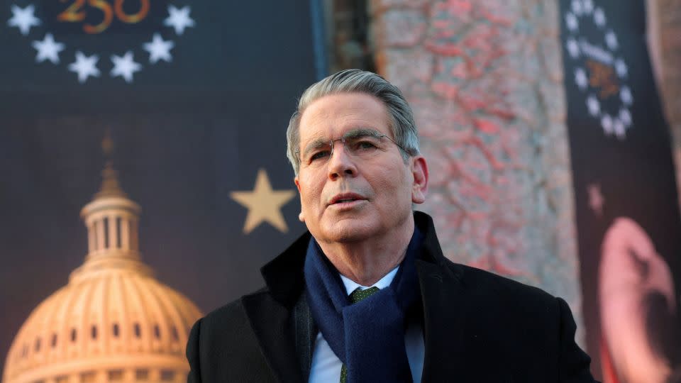 US Treasury Secretary Scott Bessent gives a statement during the 56th annual World Economic Forum meeting, at the USA House venue, in Davos, Switzerland, on Monday. - Denis Balibouse/Reuters
