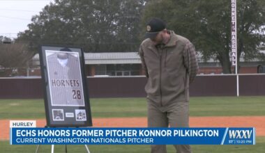 Washington Nationals pitcher Konnor Pilkington returns to East Central High School for jersey retirement