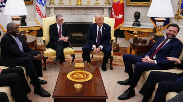 Trump's meeting with Starmer in the Oval Office in February - in which the president seemed to back the UK's Chagos Islands deal