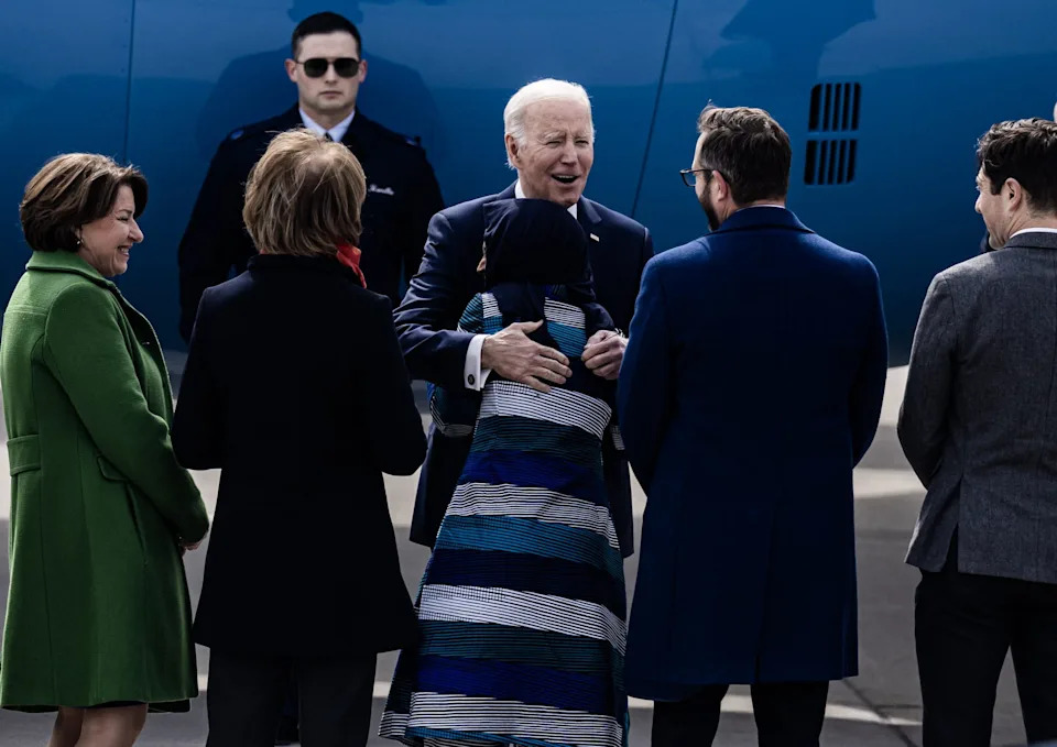 Former President Joe Biden greets high-profile elected officials and Ilhan Omar's husband Tim Mynett