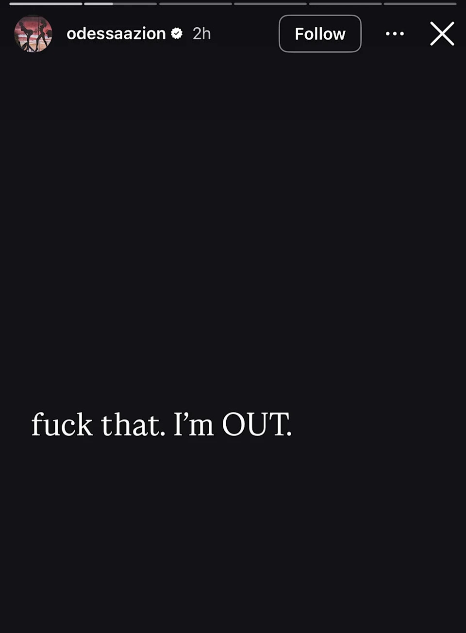 Odessa A’zion's Instagram Story