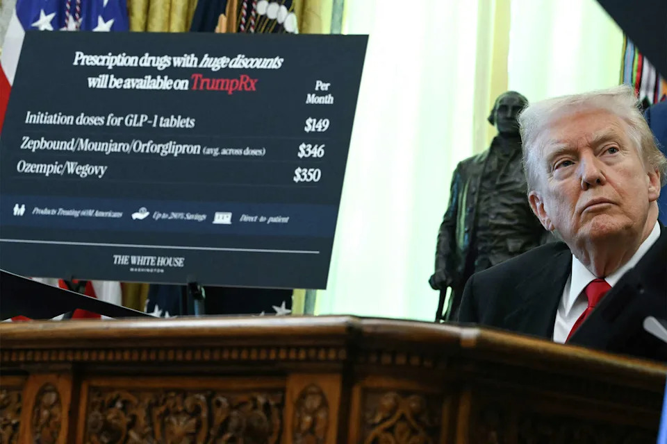 President Donald Trump looks on in the Oval Office during an event about weight loss drugs in Washington, D.C., on Nov. 6, 2025. (Andrew Caballero-Reynolds/AFP/Getty Images)