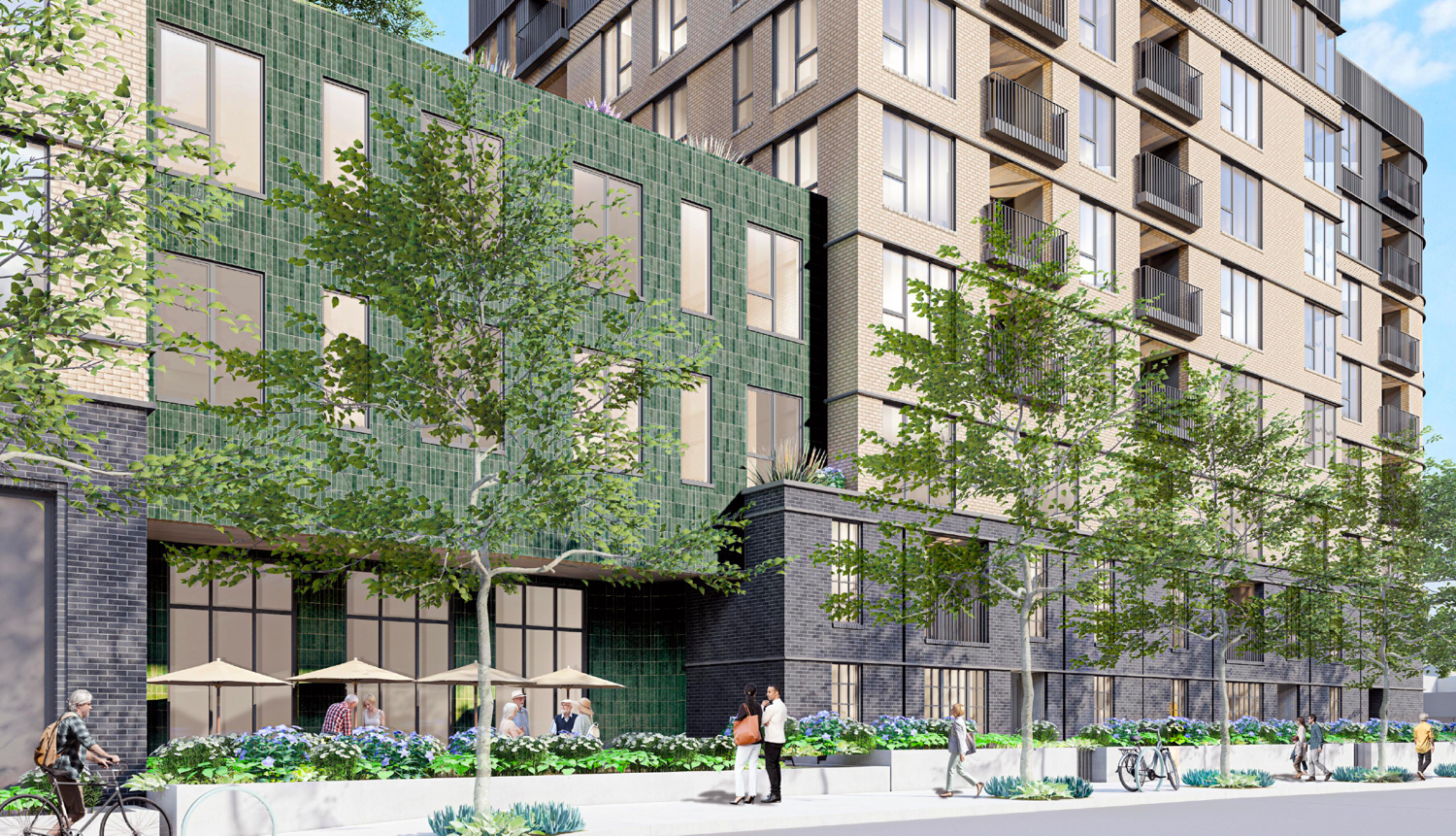 6230 Claremont Avenue pedestrian view, rendering by BDE Architecture