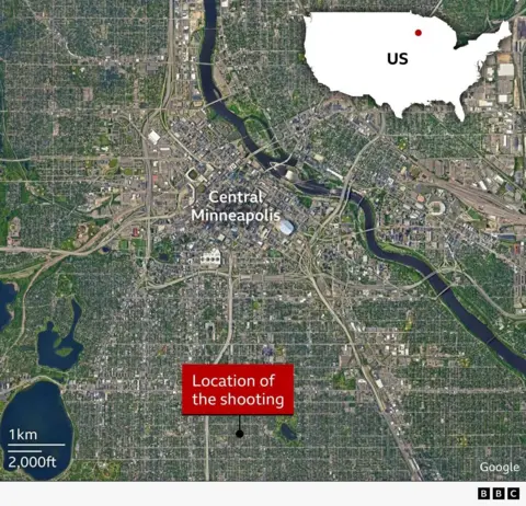 Map showing location of shooting in Minnesota
