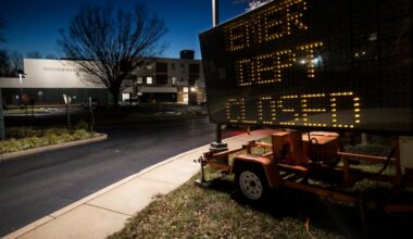 A sign is shown outside Springfield Hospital on Jan. 13, 2022.