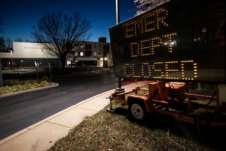A sign is shown outside Springfield Hospital on Jan. 13, 2022.