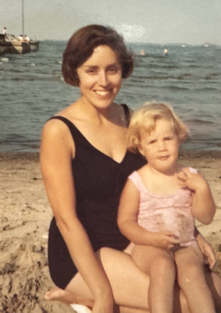 The author, age 2, with her mother