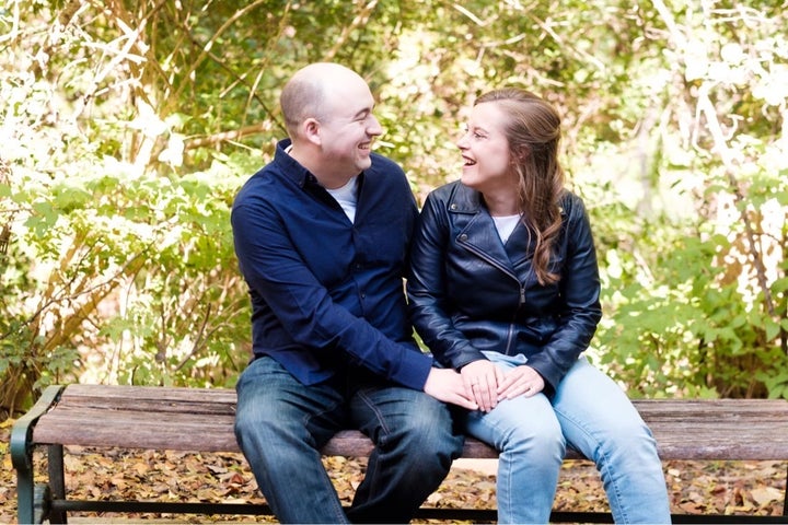 The author and her husband pictured during their engagement in 2018.
