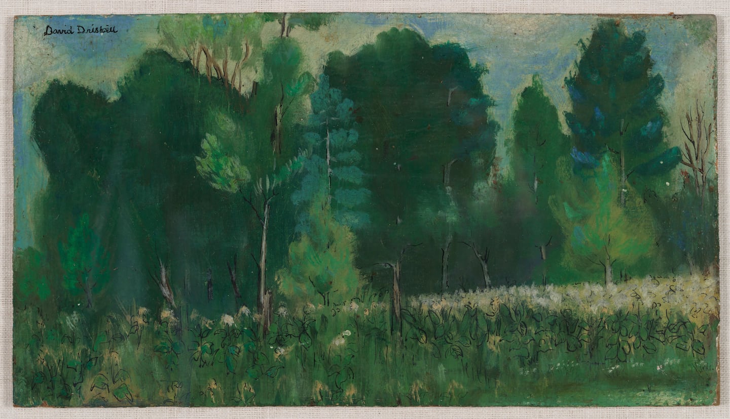 David C. Driskell, "My Father's Farm, North Carolina," 1955. Portland Museum of Art, Maine. Courtesy of DC Moore Gallery, New York.